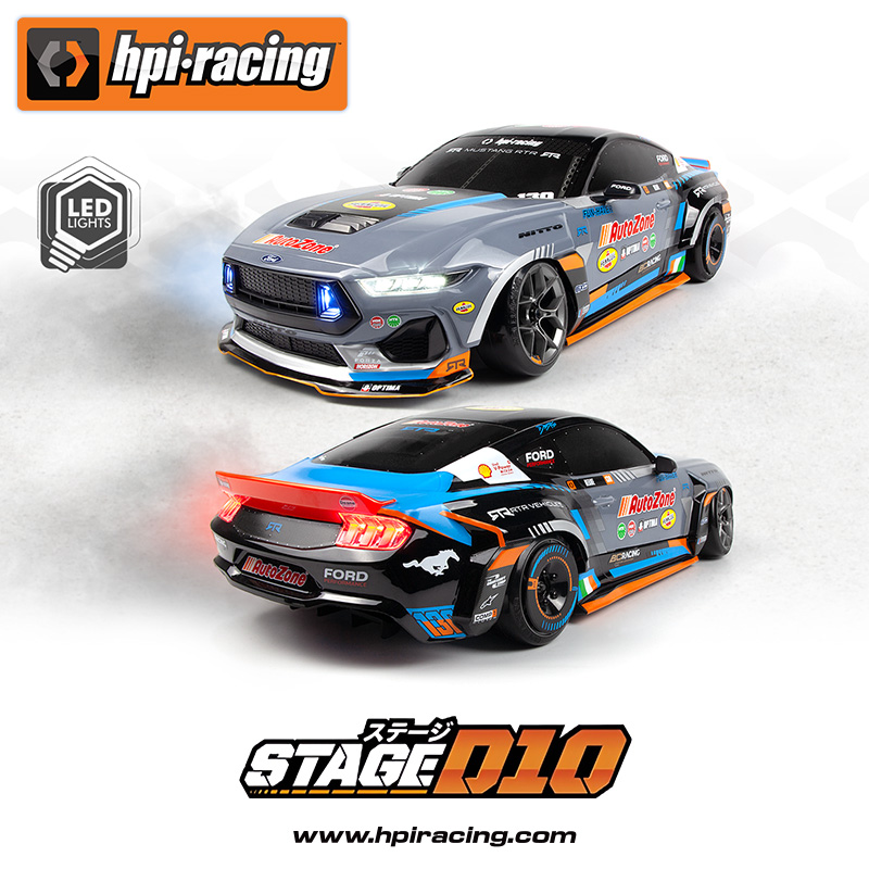 HPI Racing Stage-D10 RWD drift chassis with adjustable motor position suspension and drivetrain layout